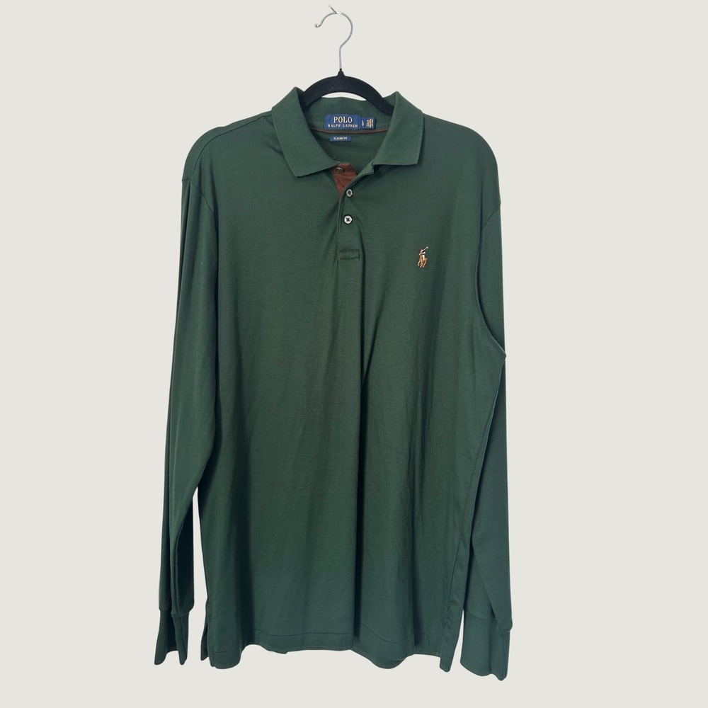 Polo Ralph Lauren Polo Mens Large Green Classic Fit Preppy Collegiate Minimalist